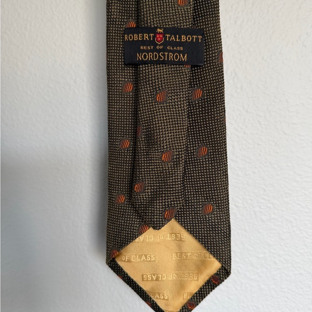 Robert Talbott Best of Class Tie Orange Geometric Classy Gold Business Work - Picture 3 of 6